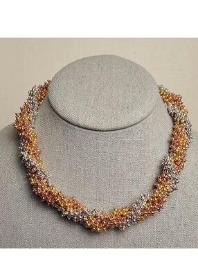 [J. Crew] Multi Color Twisted Beaded Choker Necklace [Gold, Silver, Rose Gold]